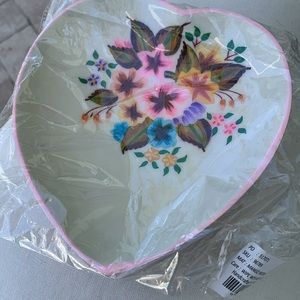 Sundance Catalog mango wood floral heart jewelry trinket dish